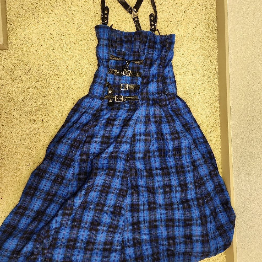 Lip Service vintage blue plaid gown dress size xl